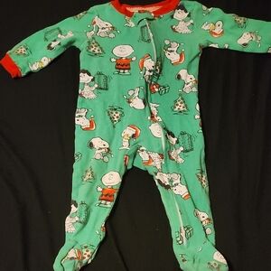 Peanuts Festive Green Kids Footie